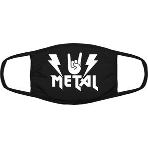 Metal mondkapje | muziek | gezichtsmasker | bescherming | bedrukt | logo | Zwart mondmasker van katoen, uitwasbaar & herbruikbaar. Geschikt voor OV