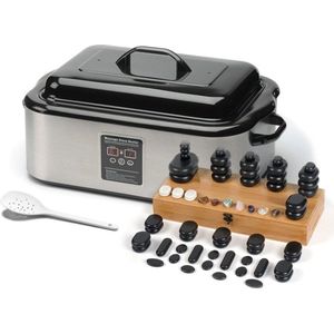 ZenGrowth - Hotstoneset - 64 Hotstones - 18 Liter Hotstone Heater - Inclusief Houten Lepel - Elektronisch Display