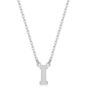 Letter I Initial Ketting Zilver (925 sterling) Trendy Minimalistisch Combi Bedel Zilverkleurig Dames Meisje | Cadeau Voor Vrouw