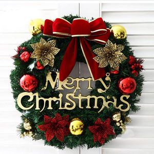 Kerstkrans, deurkrans, decoratie voor Kerstmis, kerstdecoratie, adventskrans, hangend, adventskrans, kunstkerstkrans, met bal strik (klokken)