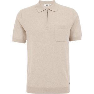 WE Fashion Fijngebreide polo van katoenmix