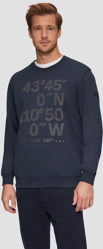 Navy Sweater - Ronde Hals - Met Frontprint - Zonder Capuchon