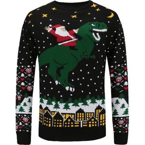 Kerstman op een T-rex - Maat M - Foute Kersttrui - DrunkenDinos - Gebreide kersttrui - Foute trui - Feestkleding - Kerstkleding - Foute kleding - Kerst trui - Kersttrui dames - Kersttrui heren - Lelijke Kersttrui - Grappige Kersttrui -