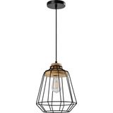 QUVIO Hanglamp landelijk - Lampen - Plafondlamp - Verlichting - Verlichting plafondlampen - Keukenverlichting - Lamp - Draadlamp - E27 Fitting - Met 1 lichtpunt - Voor binnen - Metaal - D 25 cm - Zwart
