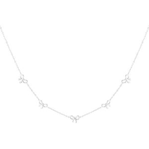 Minimalistische ketting met meerdere strikjes - Yehwang - Dames ketting - Zilveren ketting - 37 + 5 cm - Stainless Steel (verkleurt niet!) - Waterproof necklace - Nikkel vrij - Kerst cadeau - Sinterklaas cadeau - Moederdag - Valentijn
