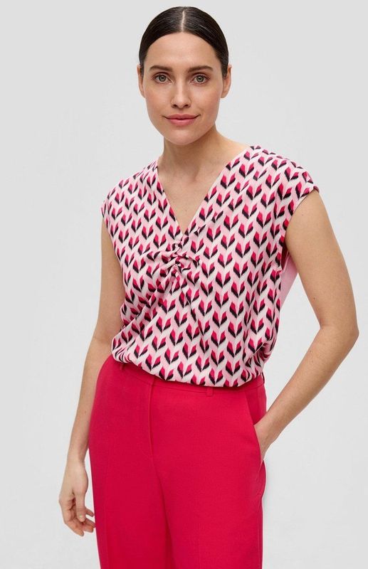 s.Oliver - T-Shirt - Viscose - Korte Mouwen - V-hals