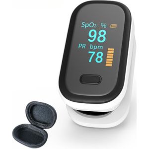 BDM CARE ® Medische Saturatiemeter - Saturatiemeter zuurstofmeter vinger - Zuurstofmeter Vinger inclusief Hartslagmeter - Pulse Oximeter met PI Functie - Gratis opberghoes - (Incl. batterijen)