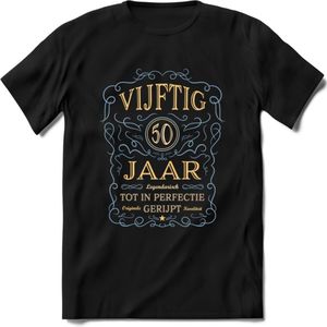 50 Jaar Legendarisch Gerijpt T-Shirt | Sky Blue - Ivoor | Grappig Verjaardag en Feest Cadeau Shirt | Dames - Heren - Unisex | Tshirt Kleding Kado | - Zwart - XL