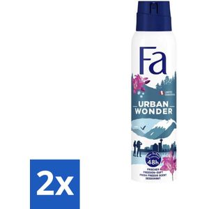 Fa - Deodorant Spray - Urban Wonder - Aardbei - 48 uur Bescherming - 150 ml - Voordeelverpakking - 2 stuks