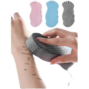 Magische Exfoliërende Badspons 3-Pack - Extra Zachte 3D Textuur - Herbruikbaar - Geschikt voor Volwassenen Kinderen Zwangeren - Diepe Reiniging - Hangtouw Ontwerp - Dicht Schuim - Roze Blauw Grijs - Milde Huidverzorging
