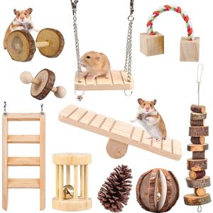 Hamster speelgoed set 10 pack natuurlijk hout