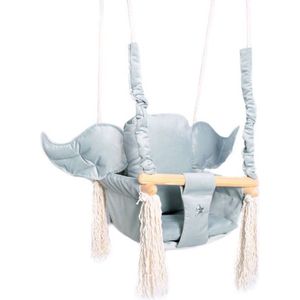 Luxe houten olifant handgemaakte licht grijze baby schommel en kinder schommel met olifant vormig kussen – Baby swing - Schommelstoel - Schommels - Olifant oren