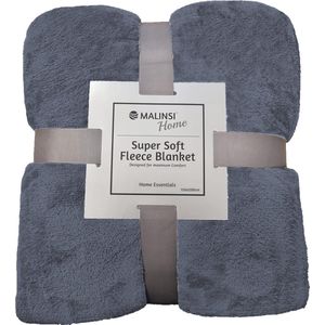 Malinsi Fleece Deken - Donker Grijs - Dekentje - Plaid - 150 x 200 - Fleecedeken - Bankhoes Sprei - Woondeken Bedsprei