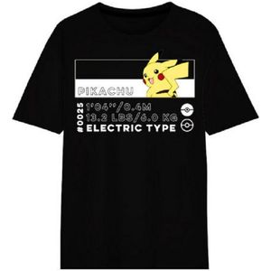 Pokemon - Pickachu - t-shirt - unisex - kinder - tiener - korte mouw - zwart/wit - maat 122/128