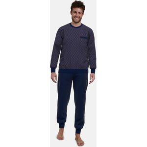 Götzburg Pyjama lange broek - Blau-dunkel-allover - maat XXL (XXL) - Heren Volwassenen - 100% katoen- 452263-4009-465-XXL