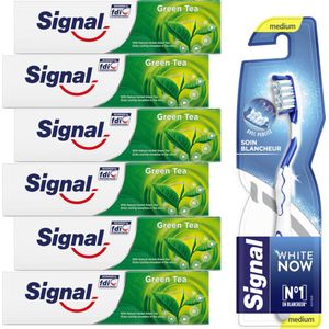 Signal Natural Herbal Green Tea Tandpasta - 6 x 100 ml - Formule met Actieve Micro Calcium - Voor Sterke Witte Tanden en Tandvlees