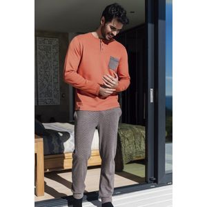 Barandi - Heren Pyjama - Oranje/Grijs - Maat S