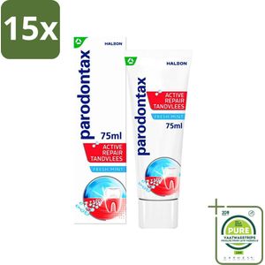 15 x Parodontax - Tandpasta - Active Repair Tandvlees - Fresh Mint - 75 ml - Grootverpakking - Tandvlees Herstellen - Bloedend Tandvlees - Gezwollen Tandvlees - Tandplak Verwijderen - Frisse Adem