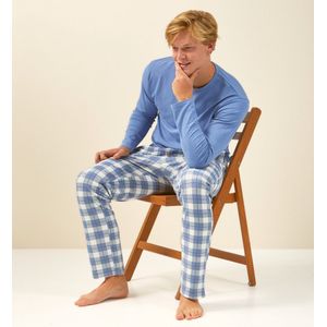 Little Label Pyjama Heren Maat S/46 - blauw, beige - IJsbeer - Herenpyjama - Zachte BIO Katoen