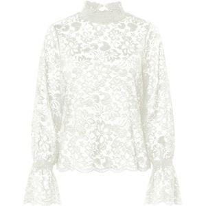 Pieces T-shirt Pcmaita Ls Lace Top Wvn 17160649 Cloud Dancer Dames Maat - M