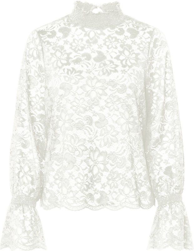 Pieces T-shirt Pcmaita Ls Lace Top Wvn 17160649 Cloud Dancer Dames Maat - M