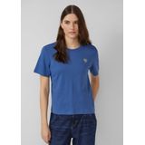 s.Oliver - Shirt - Koningsblauw/Wit - Kwartmouw - Normale Pasvorm