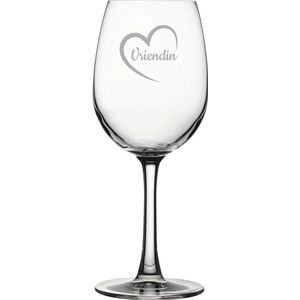 Gegraveerde witte wijnglas 36cl Vriendin met hartje
