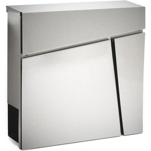 Moderne wandbrievenbus met krantenrol in chique design - Roestvrij staal