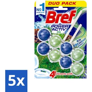 5 x Bref WC - Power Activ+ - Toiletblok - Den - 2 Blokken - Toiletblok - Wc Blok - Reinigingsblok - Kalkbestendig - Vuilbestendig