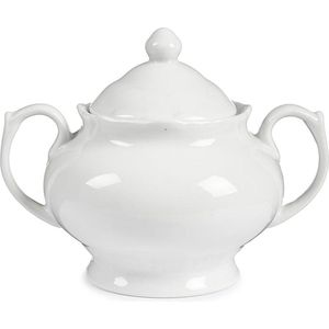 Vessia Suikerpot met deksel - wit - 450 ml - porselein - 14,5 x 11 x 11 cm