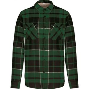 Overhemd Heren M Kariban Lange mouw Forest Green / Black Checked 100% Katoen