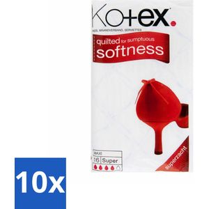 Kotex – Maxi Maandverband – Super – 16 stuks per verpakking - Bulkverpakking - 10 stuks
