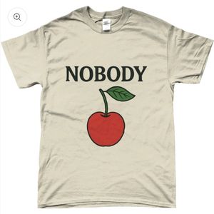 T-shirt - met opdruk - nobody kers - zand - L