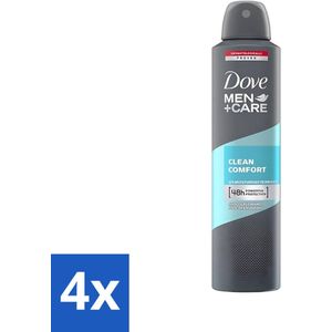 4 x Dove - Deodorant - Men Care Clean Comfort - Comfort en verzorging - 48 uur bescherming - 150 ml - Deodorant Spray - Mannen Deodorant - Geurbescherming - 48 Uur Bescherming - Alcoholvrij Deodorant