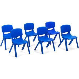 Set van 6 kinderstoelen, stapelbare stoelen met rugleuning, belastbaar tot 80 kg, voor speelkamer, kleuterschool, thuis of buiten