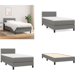 vidaXL Boxspring met matras stof donkergrijs 90x190 cm - Boxspring - Boxsprings - Bed - Slaapmeubel