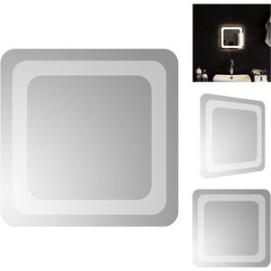 vidaXL LED-badkamerspiegel - IP65 waterdicht - USB-interface - eenvoudige installatie - 30x30 cm glas - 5V - inclusief 3 haken en 2 bevestigingsclips - Spiegel