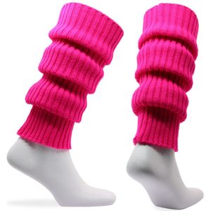 Norfolk - Beenwarmers - Zacht acryl - Ribgebreid - Zacht en Warm - Neon Roze - 58 cm - Leslie