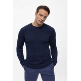Felix Hardy Kabelgebreide Trui Met Ronde Hals - 100% Katoen Heren Navy - 2Xl