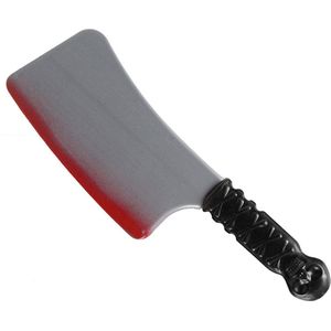 Groot killer cleaver mes - plastic - 38 cm - Halloween verkleed wapens - met vers bloed