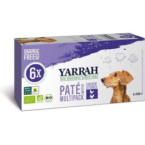 Yarrah Bio Hondenvoer Multipack Paté Graanvrij Kip - Kalkoen 6 x 150 gr