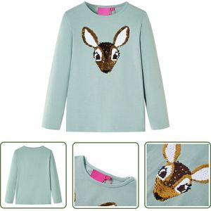 vidaXL Langmouwig - Kinderhemd - Kindershirt met lange mouwen 116 middelmintkleurig - Meisjeskleren - Jongenskleren - Midden Groen