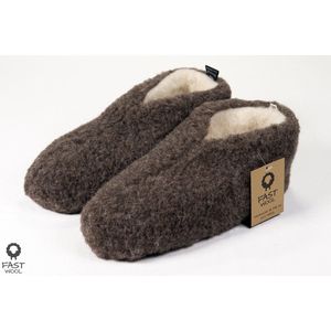 FAST WooL, Spaanse sloffen, 100% wol, bruin, maat 38