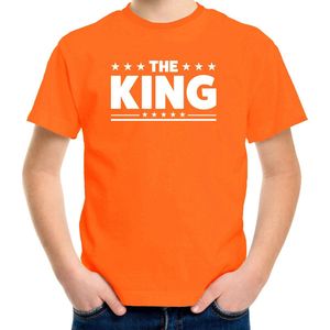The King tekst t-shirt oranje kids - kids shirt The King - oranje kleding 116/134