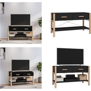 vidaXL Tv-meubel 82x38x45 cm bewerkt hout zwart - Tv-kast - Tv-kasten - Tv-meubel - Tv-meubel Met LED-verlichting
