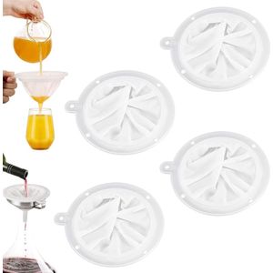 Zeeffilter 200 300 400 450 Nylon Mesh-filter - Set van 4 - Fijn Trechterfilter voor het Filteren van Sap, Melk, Koffie, Wijn en Sojamelk