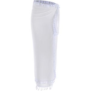 Emilie Scarves - pareo - lang - franjes - wit - katoen
