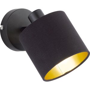 LED Wandspot - Wandverlichting - Torna Torry - E14 Fitting - Rond - Mat Zwart - Aluminium