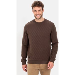 camel active Sweatshirt met ruit doorgestikt - Maat menswear-XL - Bruin