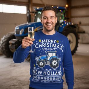 AGRIFANS® Happy New Holland - Heren Kersttrui - S